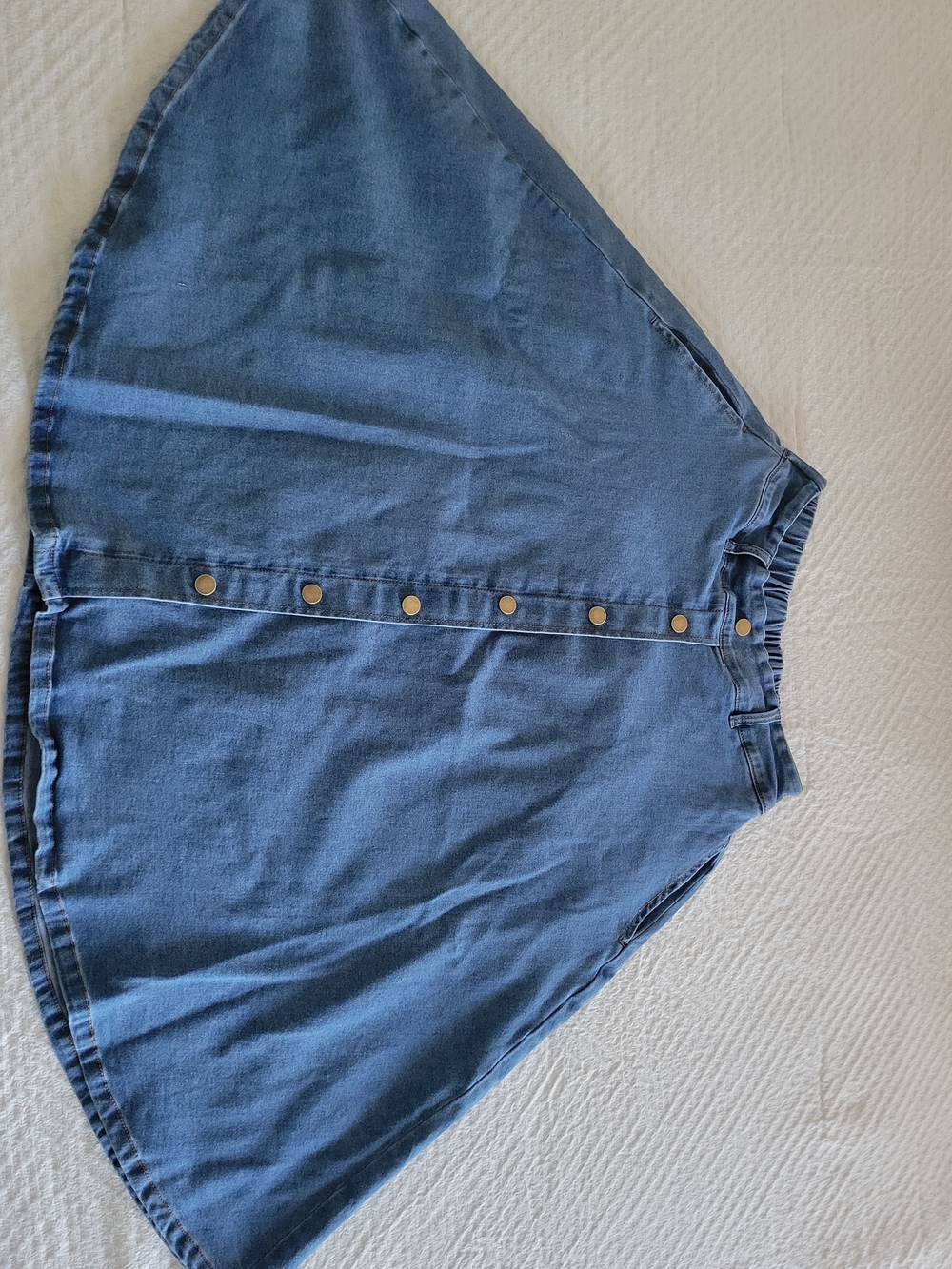 Belle Pogue Button-Front Blue Denim Skirt